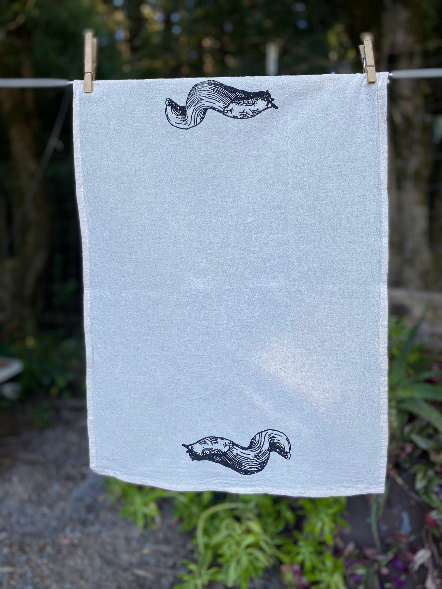 Banana slug tea towel