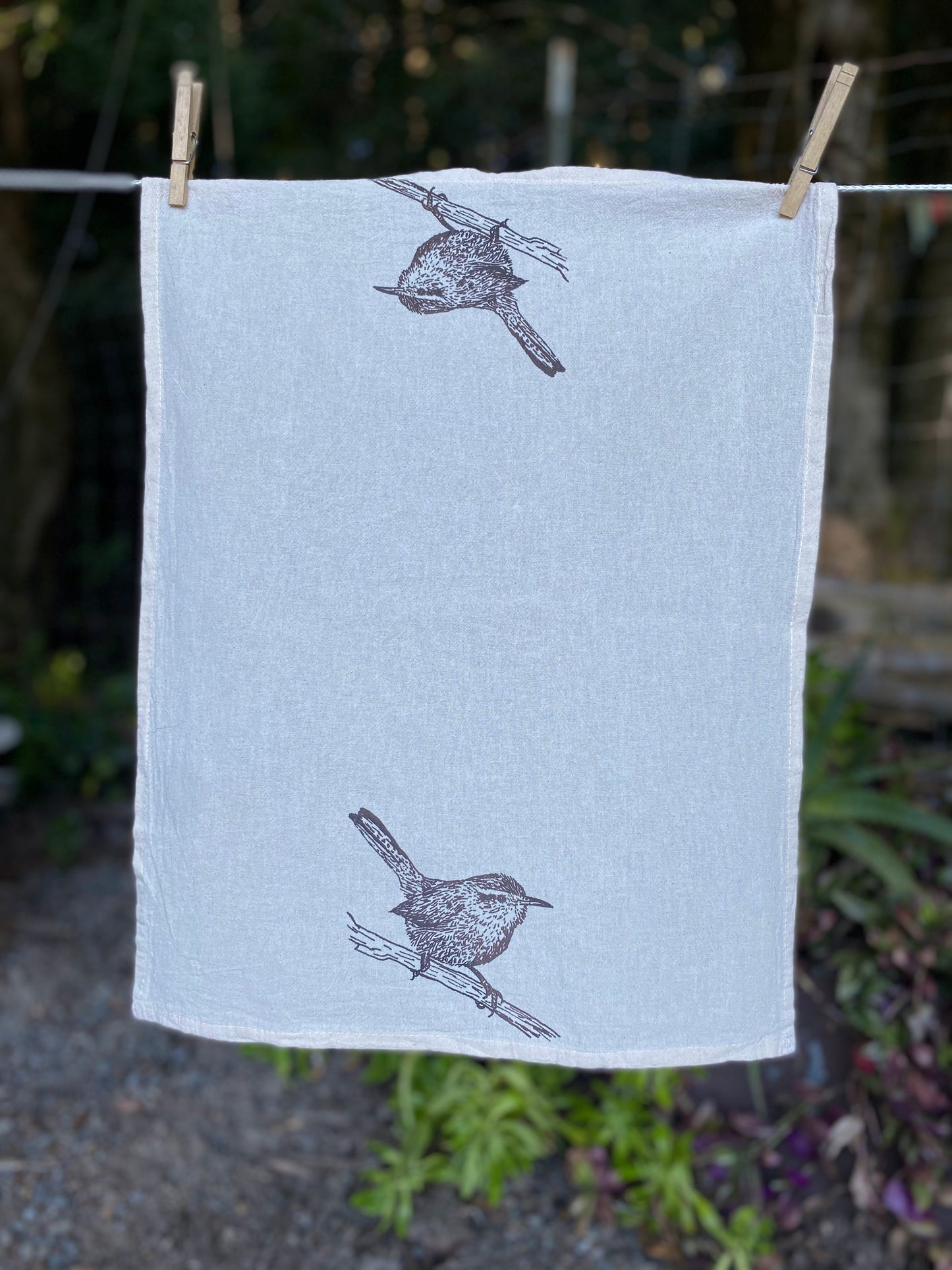 Wren tea towel