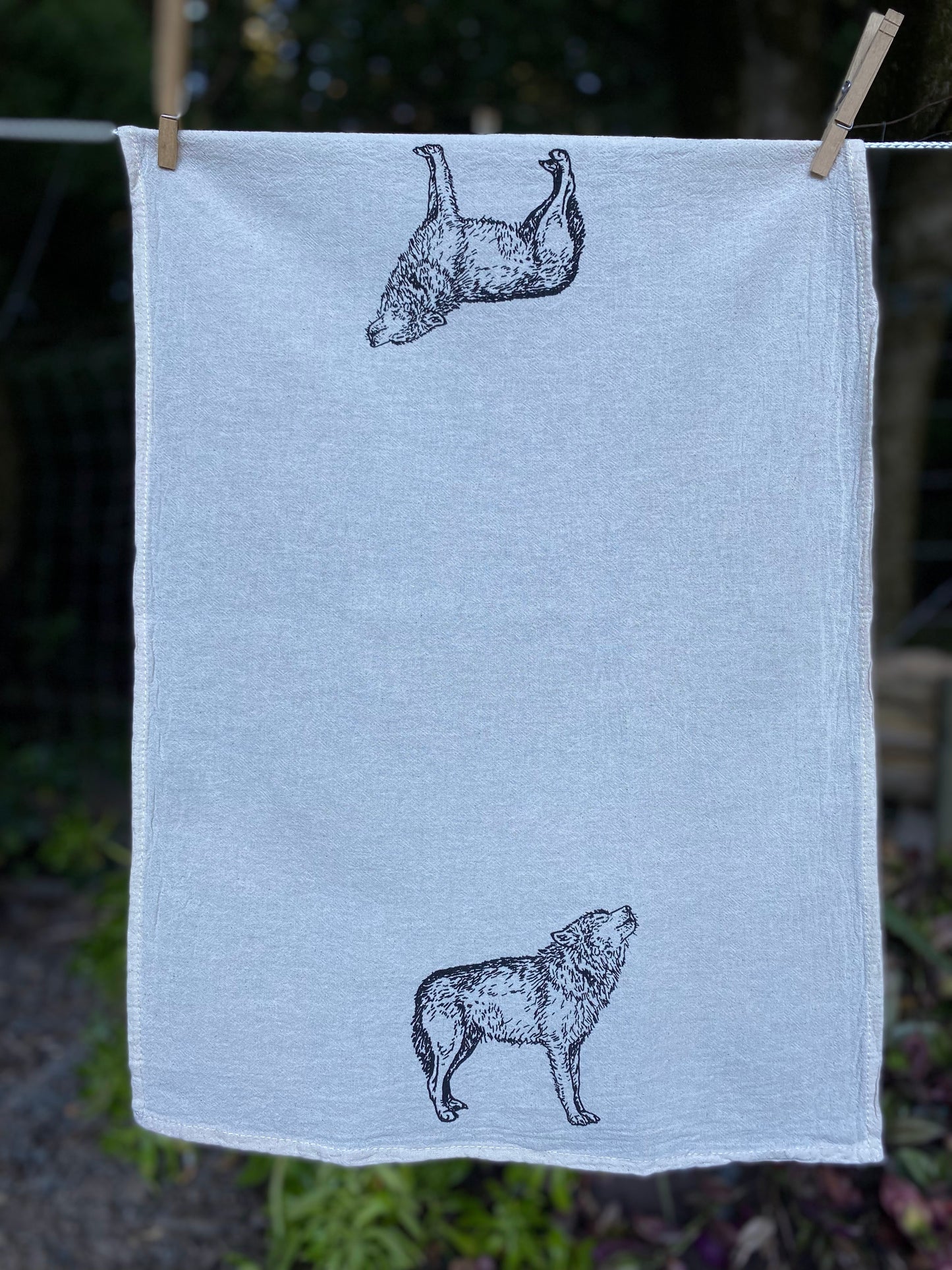 Wolf tea towel