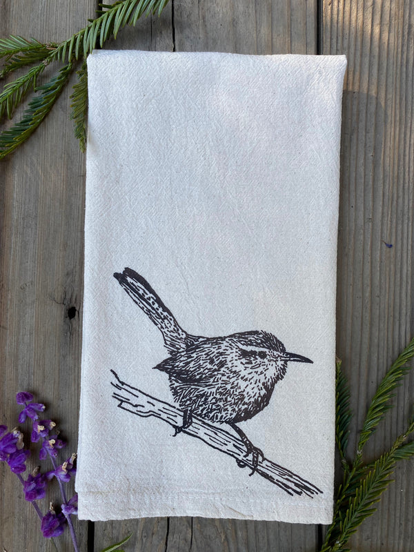 Wren tea towel