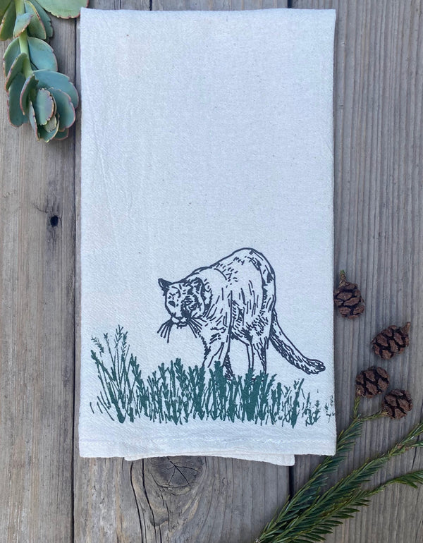 Mountain lion tea towel